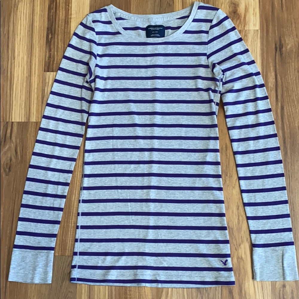 American Eagle Long Sleeve Stripe Top Size Medium